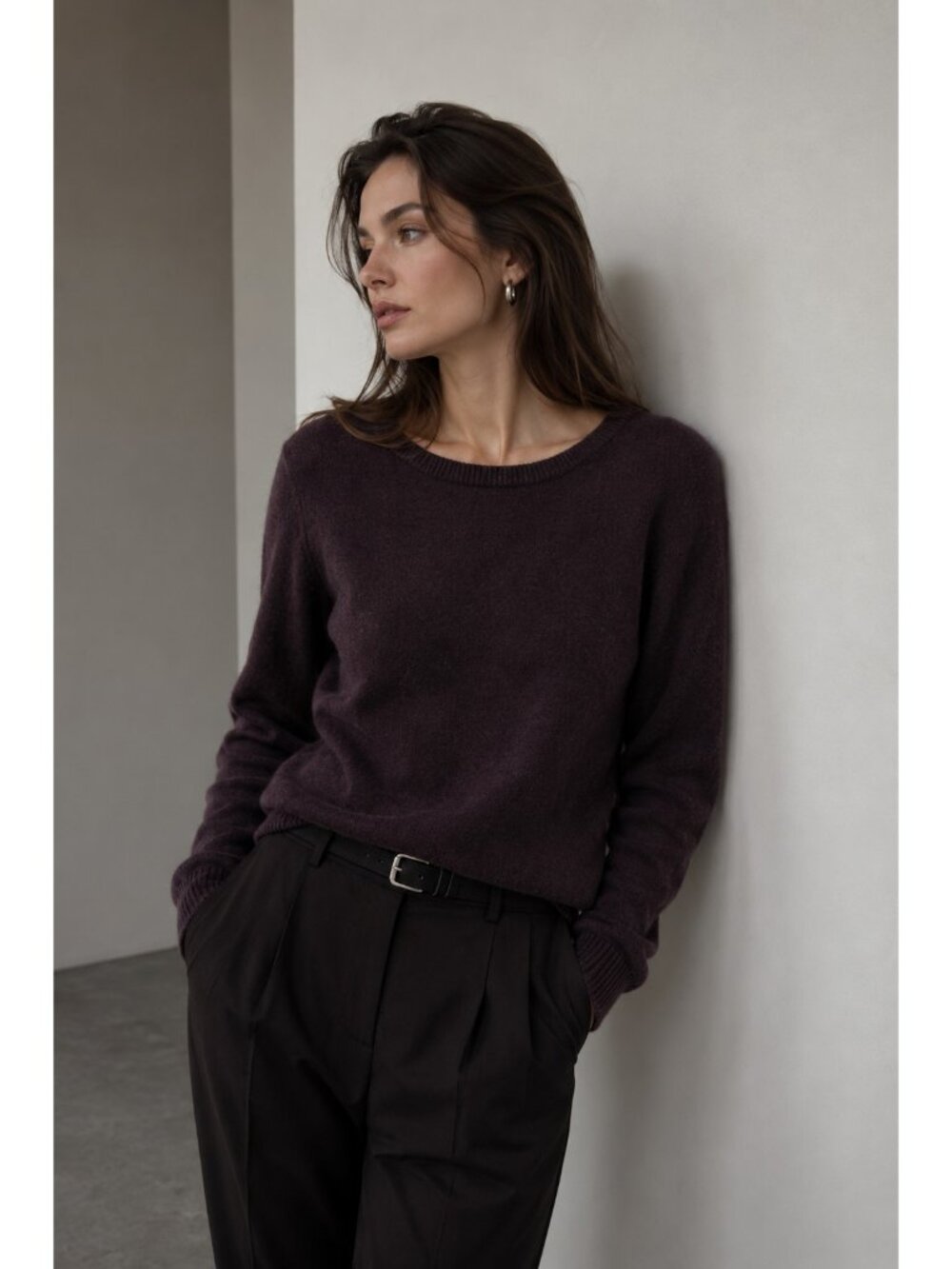 Bloomingdale's Cashmere Sweater Women's L Brown Crew Neck 100% 2-Ply Cashmere